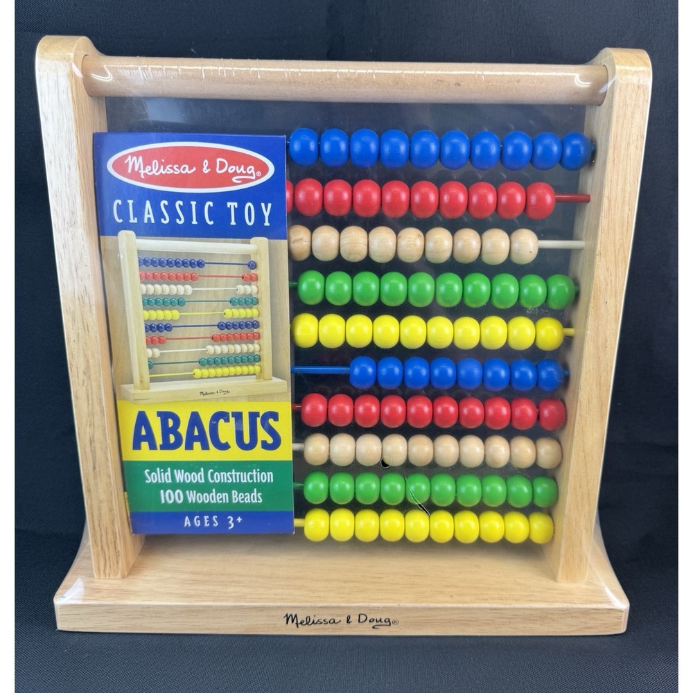 Melissa & Doug Classic Toy Wooden Abacus 100 Wooden Beads Color Pattern Math New